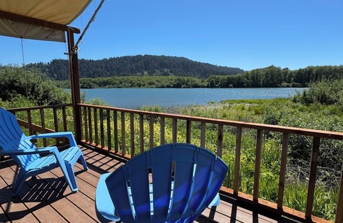 Klamath RV Rental | Glamping tent on the river.