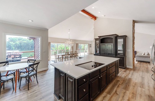 Steele Creek House | HUGE Lake Mansion w/Beach + 2 Great Rooms + Movie Thtr + Dock + Boat Avail