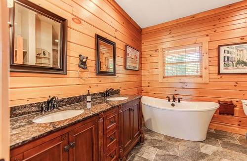 Dixie - Berryhill Cabin | Lakefront Log Cabin - Hot Tub, Pickleball Ct, Fire Pits, 2-Story Dock, Game Room