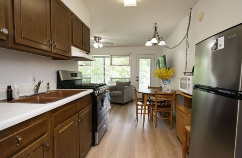 Flat Rock Apartment | Lakeview 1BR Condo w Deck Walk to Village