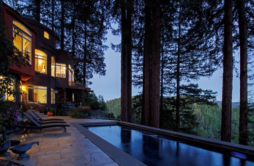 Guerneville House | Palazzo Marzino luxury in the Redwood tree tops RR Valley Views + Pool & Hot Tub