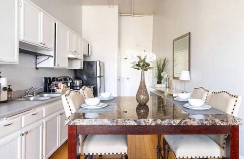 Gaslamp Quarter Hotel | Spacious 1 BR 700 sq ft loft suite with free parking, steps to the Convention Center and Gaslamp dining. Ideal for business or group travel.