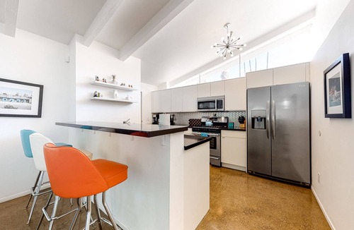 Twin Palms House | Vibrant home with private pool with spa, firepit, and private gas grill