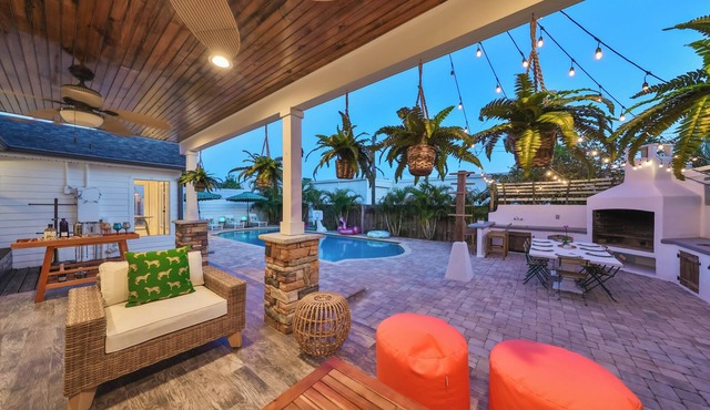 Bali Resort Home with pool, putting green, golf simulator, game room